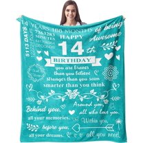 Gifts for 14 Year Old Girls/Boys Blanket 60"x50", Sweet 14th Birthday Gifts for Girls Blankets, Best 14 Year-Old-Girl Gift Ideas for Birthday, Happy 14th Birthday Decorations for Girls