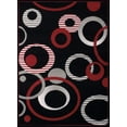 thumbnail image 2 of Designer Home Soft Transitional Indoor Modern Area Rug Rings Donuts - Actual Size: 5' 3" x 7' 2" Rectangle (Black), 2 of 5