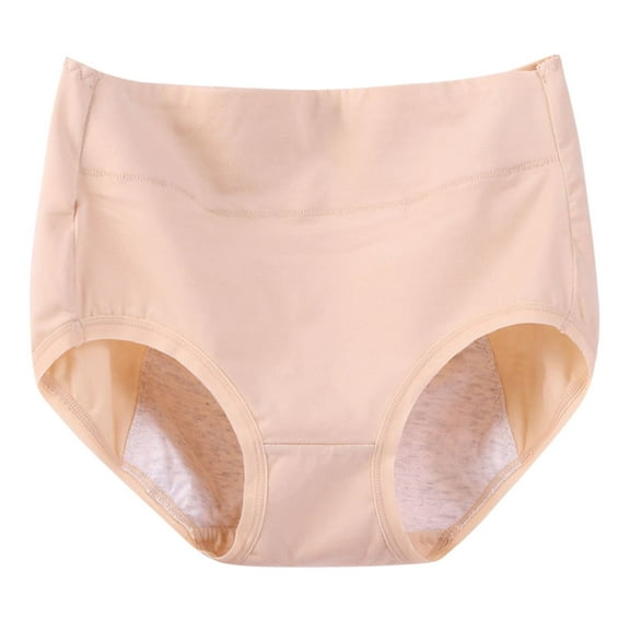 Women's High Waisted Soft Breathable Panties Stretch Briefs Seamless Ladies Briefs Period Panties Women Plus Size Panties Beige 4XL