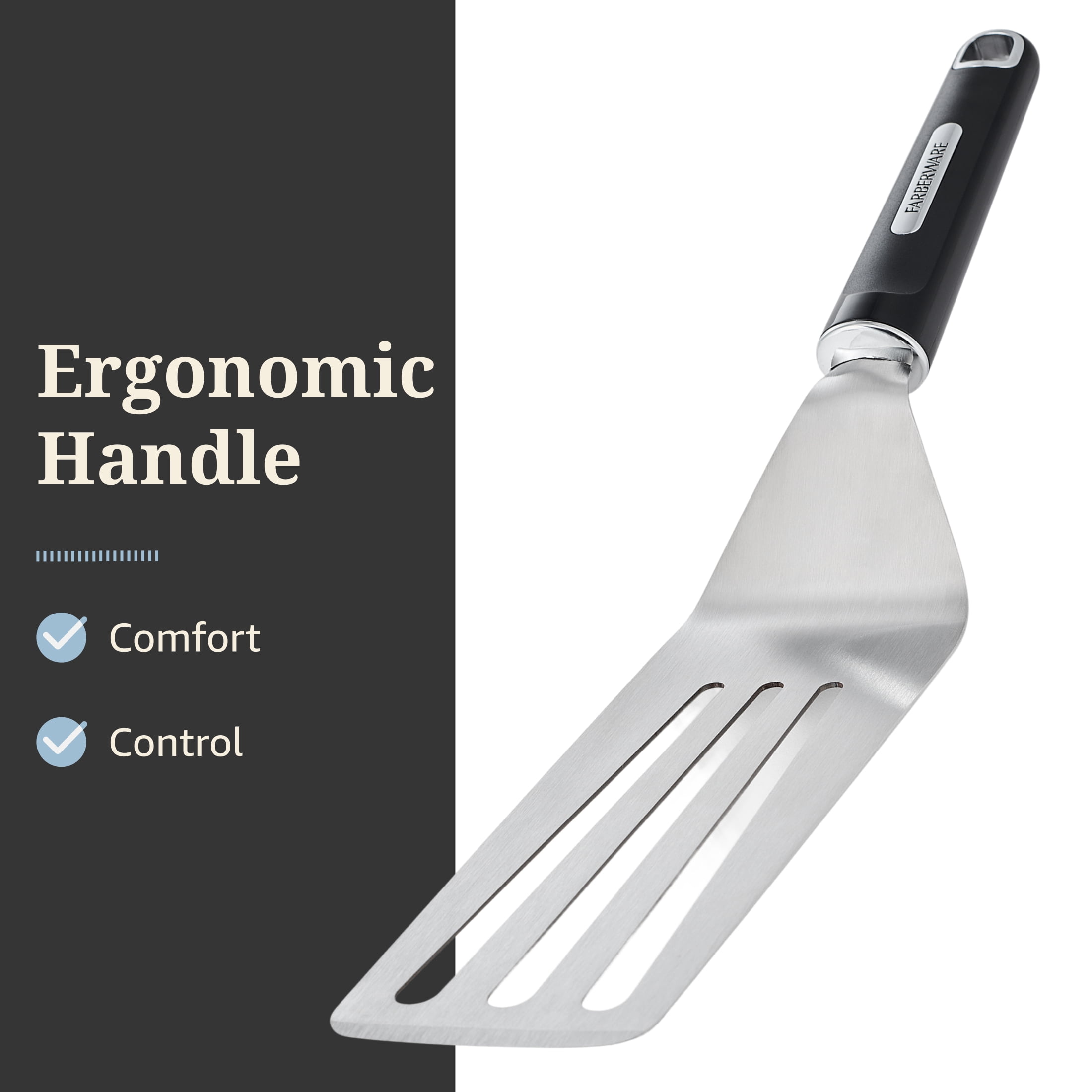 Farberware Professional Restaurant Spatula/Turner with Stainless Steel Head, Black Handle