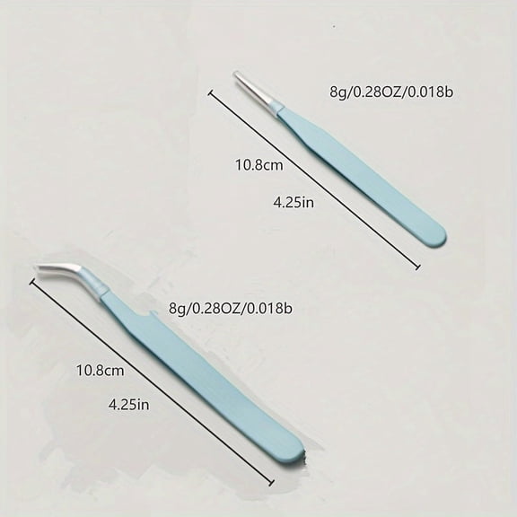 2-Pack Slant Tip Tweezers, Precision Stainless Steel Tweezers for Women Facial Hair, Eyebrows, Eyelash Extension & Splinter Removal