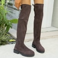 thumbnail image 3 of Rokment Womens over The Knee Dress Boots Fashion Suede Non Slip Chunky Low Heel Thigh High Pull on Long Tall Boots Brown Size 9, 3 of 6