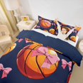 thumbnail image 2 of Castle Fairy Pink Bow Orange Basketball Duvet Cover King, Sport Theme King Bedding, Black Blue,Navy Blue Reversible,3 Pieces,1 Duvet Cover and 2 Pillowcases, 2 of 6