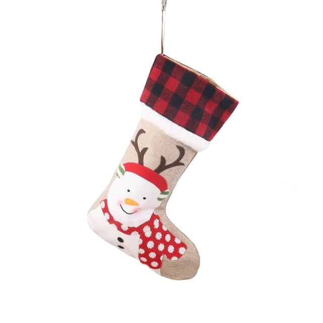 Calcetín de Navidad Adorno para el hogar Encantadora decoración de vacaciones Bolsas de regalo Decoraciones colgantes Calcetín de Navidad Kits de decoración para fiestas Muñeco de nieve Ounissouiy HA069685-03