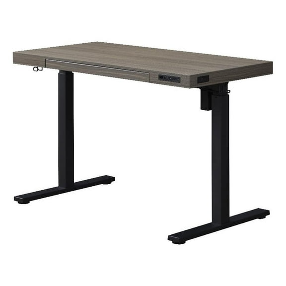 Pemberly Row 48" Electric Height Adjustable Wood Standing Desk in Gray Oak