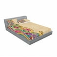 thumbnail image 3 of Tribal Bedding Set with Sheet & Covers, Traditional Folk Art Pattern with Hand Drawn Spiral Colorful Forms Image, Printed Bedroom Decor 2 Shams, 4 Sizes, Multicolor, by Ambesonne, 3 of 3