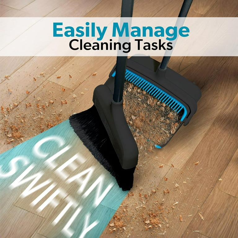 BLACK+DECKER Butler Broom & Dustpan Set - Stand-Up Design - Lightweight