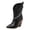 Black, variant on Women's Pointed Toe Chun𝗄𝗒 B𝗈𝗈𝑡𝑠 Western B𝗈𝗈𝑡𝑠 Fashion Chain Ladies Shoes Cowboy Booties Fashion Mid Calf Shoes Comfortable Pull On Booties for Outdoor