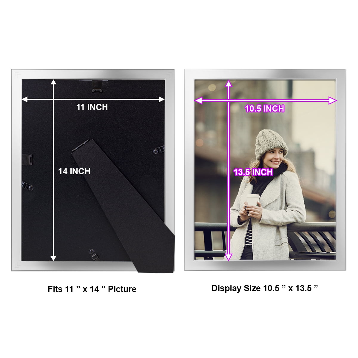 11x14 Solid Wood Picture Frame - Silver