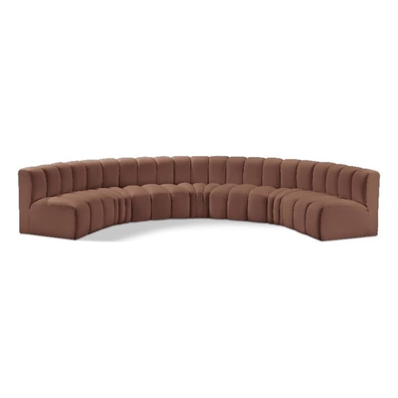 Bowery Hill Contemporary Cognac Vegan Leather Modular Sectional