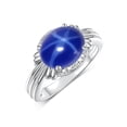 thumbnail image 1 of RYLOS Bagues pour Femmes Bague en or Blanc 14K Pierre Précieuse 12X10MM et Diamants Superbe Bague pour Doigt du Milieu Ou Index Saphir Étoilé Bleu Bijoux Taille 11, 1 of 7