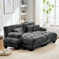 thumbnail image 3 of FFH Loveseat with Chaise, 94.4" Oversized U Shaped Cloud Sofa, Modular Sectional Sleeper Sofa (Chenille Dark Gray, 2 Seater with 2 Ottomans), 3 of 11