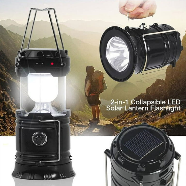 TANSOREN 2 PACK Portable LED Camping Lantern Solar USB Rechargeable or 3 AA  Power Supply, Built-in Power Bank Compati Android Charge, Waterproof  Collapsible Emergency LED Light withS Hook - Yahoo Shopping