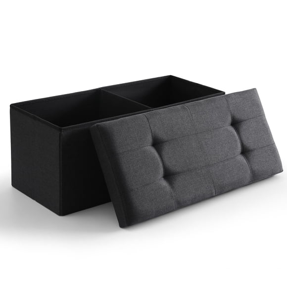 Banco Otomano Plegable CUYOCA con Almacenamiento 75L Lino Negro