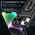 thumbnail image 4 of TECH CIRCLE Case for iPhone 13 Back Cover with Magnetic Kickstand + Metal Ring Holder + Camera Cover, Shockproof Hybrid PC+TPU Covers [360° Rotating Bracket] [Corner Protection] - Black, 4 of 8