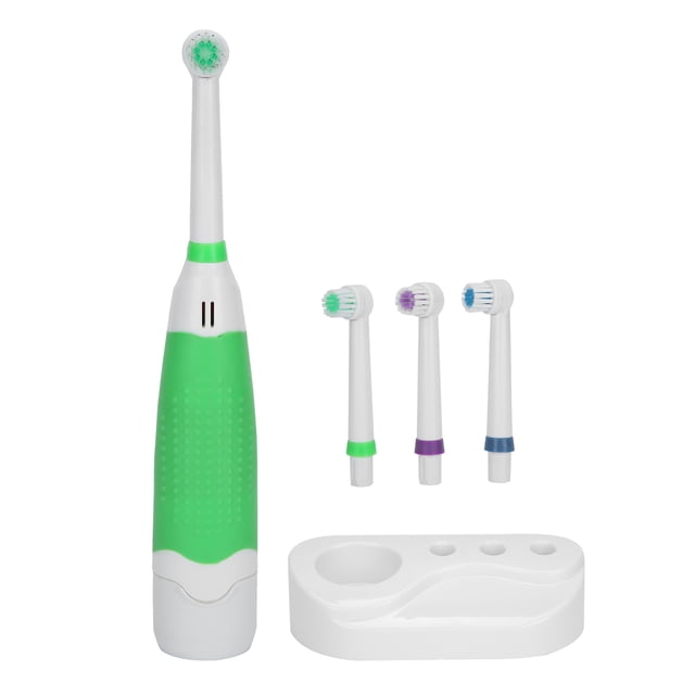 Cepillo de dientes eléctrico de limpieza rotacional, cepillo de dientes para blanquear los dientes con cabezal de repuesto de 4 piezas, color verde