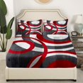 thumbnail image 2 of Erosebridal Geometric Circle Line Fitted Sheet Set Queen, Gray Red Abstract Aesthetic Bedding Queen Size 3 Pieces (No Top Sheet), 2 of 6