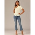 thumbnail image 3 of DARING DIVA Sweet Peter Pan Collar Button Down Blouses XS Cream, 3 of 6