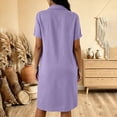thumbnail image 6 of QUNYINEY Midi Womens Dresses Summer Casual Faux Cotton Linen Short Sleeve Shirt Dress Loose Fit Collared Button Solid with Pockets Dresses, 6 of 6