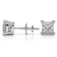 thumbnail image 3 of 1.00 Carat D/VVS1 Princess Cut Lab Created Diamond Stud Earrings for women Solid 18K White Gold Screw Back Studs Earring, 3 of 5