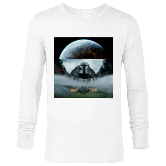 Star Wars The Mandalorian Season 3 Coruscant & Starfighters - Long Sleeve T-Shirt for Men - Customized-White