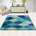 thumbnail image 3 of 80x58in Area Rug Machine Washable Floor Mats Skid-Resistant Backing Carpet for Home Kitchen Bedroom Blue Fan-shaped Shapes, 3 of 7