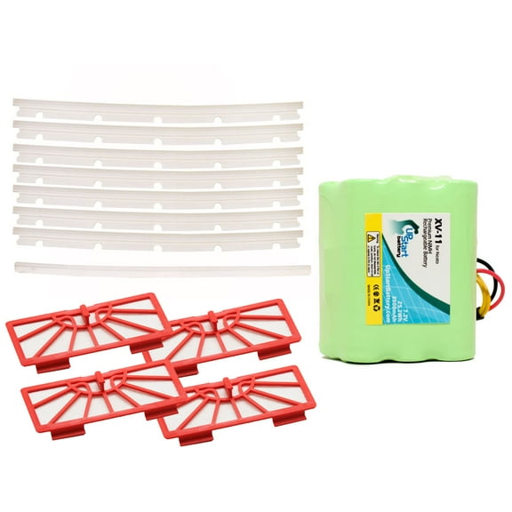 Neato XV-12 Battery, Filters, Blades and Squeegee - Kit Includes Neato Battery, 4 Filters, 6 Blades and 1 Squeegee (3500mAh, 7.2V, NI-MH)