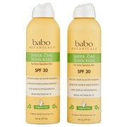 Babo Botanicals Sheer Zinc Continuous Spray Sunscreen SPF 30 2 Ct 6 oz
