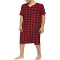 thumbnail image 4 of Pyjama d'Été pour Hommes à Manches Courtes Col en V Imprimé à Carreaux Ample Rouge m, 4 of 6