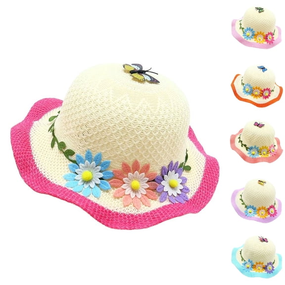 Tea Party Hats Easter Kids Sun Hat Wide Brim Summer Beach Hat for Boys Girls Toddler Outdoor Play Travel Lightweight Breathable