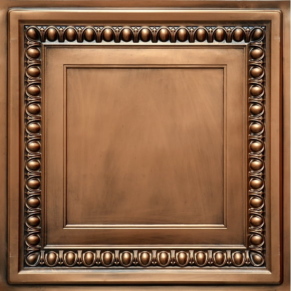 Tuile de Plafond en Faux Étain PVC à Encastrer, à Coller 2'x2', en Cuivre Vieilli, Paquet 0f 25 (100 Pi2)