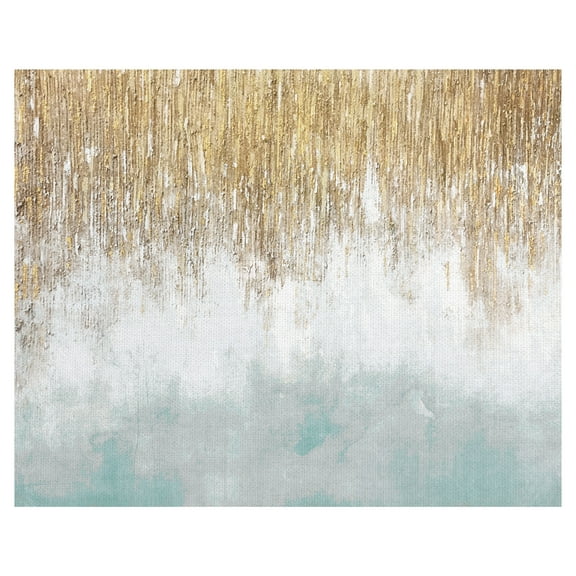 Masterpiece Art Gallery Sage Blue & Gold Shimmer Abstract by Willowbrook Fine Art Canvas Art Print 22" x 28"