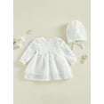 thumbnail image 5 of Jxzom Newborn Baby Girl Christening Dress White Baptism Lace Long Sleeve Fall Wedding Dresses with Bonnet Hat Outfit, 5 of 10