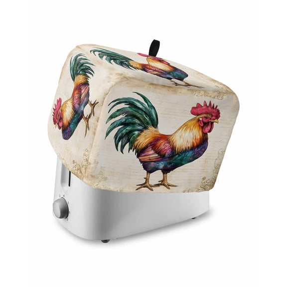 Fsddascl Farmhouse Rooster Toaster Cover 4 Slice, Large Kitchen Appliance Covers, Vintage Country Animal Prints Toaster Oven Cover with Loop, Bread Machine Cover Polyester Dust Cover Protection