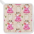 thumbnail image 2 of Dreamtimes Oven Mitts and Pot Holders with Chef Apron 3Pcs Set Cute Cartoon Pink Cow Non Slip Heat Resistant Gloves for Baking Cooking BBQ, 2 of 7