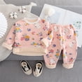 thumbnail image 2 of Gpaecead Baby Thermal Underwear Set For Boys Girls Floral Print Thick Winter Outfits Set Baby Clothes Warm Milk Silk Two-Piece Set Pink, 2 of 4