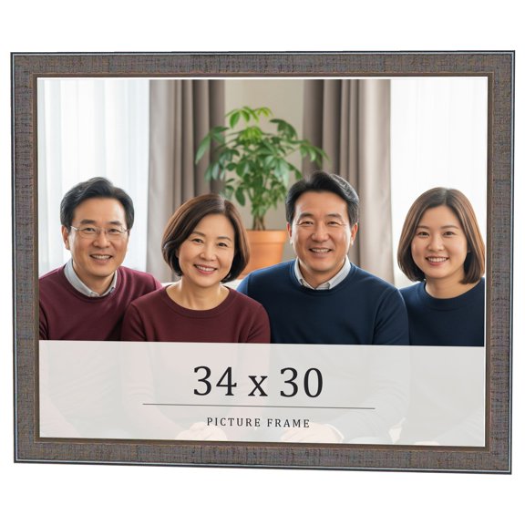 34x30 Frame Blue Kingsley Pewter Solid Wood Picture Frame Width 0.75 Inches |Interior Depth 0.5