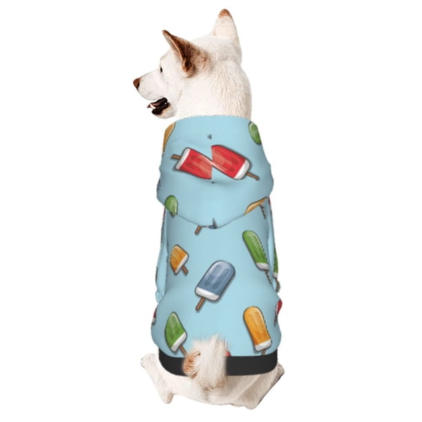 Fotbe Modern Ice Cream Sudadera con Estampado para Perros Pequeños – Suéter con Capucha para Mascotas, Tela Suave de Forro Polar con Bolsillo-XX-Large