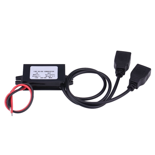 Adaptador De Cargador USB Dual Negro De De 12 V A 5 V Para Carga De Teléfono De Motocicleta De Coche, Módulo Convertidor De Adaptador De Cargador USB Para Carga De Teléfono