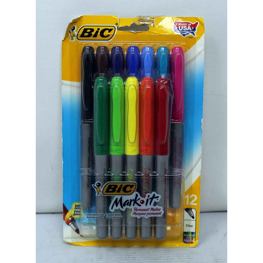 BIC Mark it Permanent Marker Multiple Colors 12 Counts