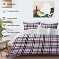 thumbnail image 3 of 3 Piece Purple Black Plaid Duvet Cover Set Twin Size, Microfiber Comforter/Quilt Cover with Corner Ties and 2 Pillowcases, Farmhouse Purple Black Checkered All Season Soft Bedding with Zipper Closure, 3 of 8