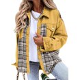 thumbnail image 1 of SHAR Women's denim jacket, long sleeve plaid button down shirt jacket, 1 of 5