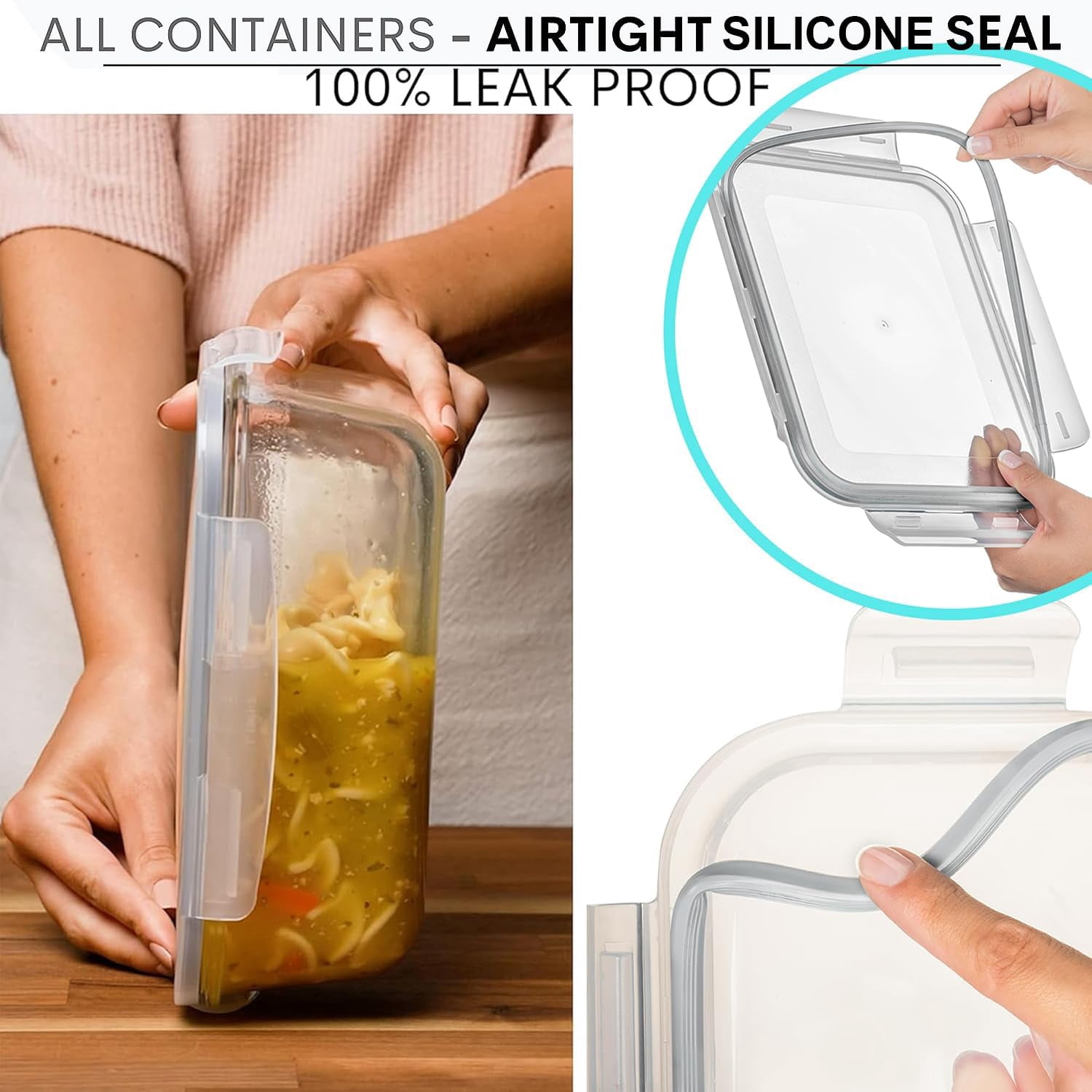 Gray 4 Piece 63 Oz 8 Cup Glass Food Storage Containers with Locking Lids