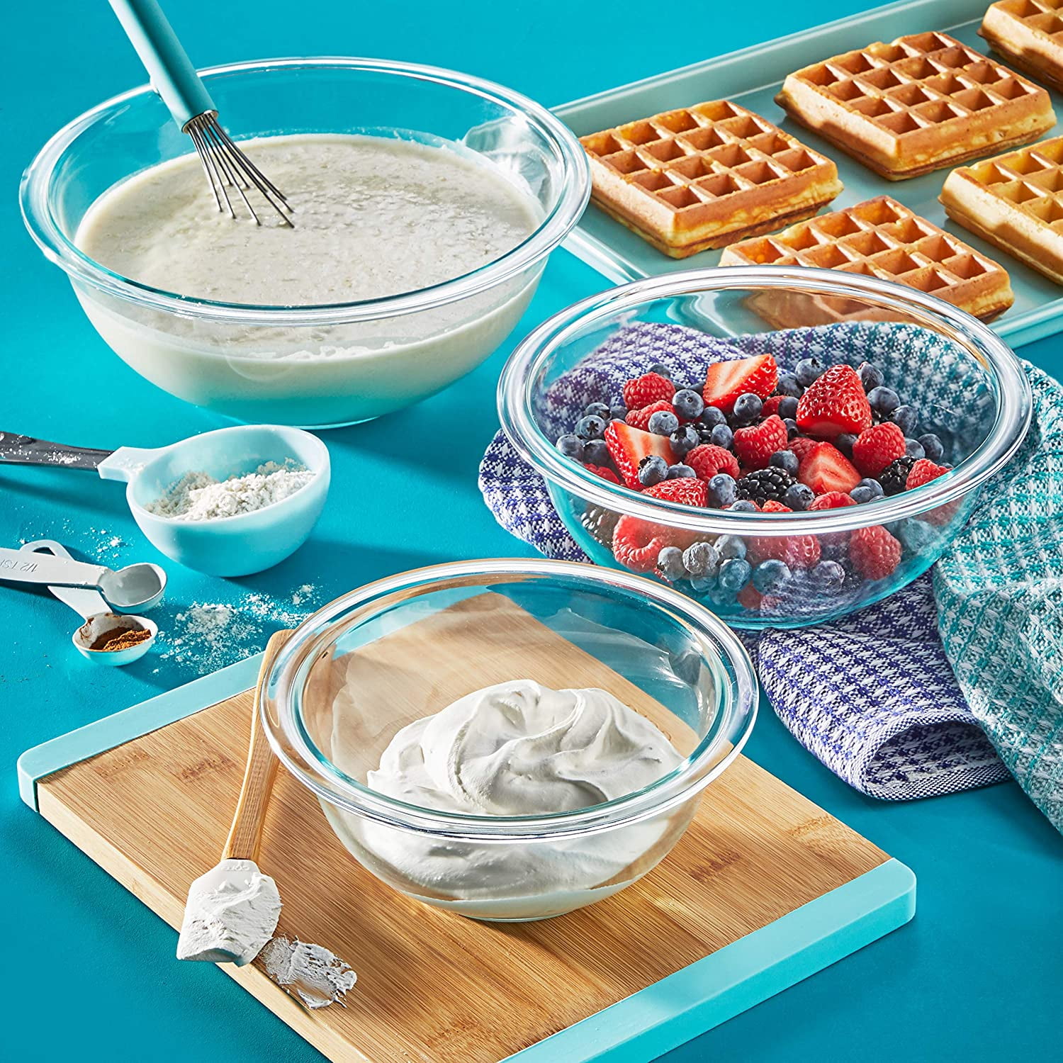 3-Piece Pyrex Glass Mixing Bowl Set