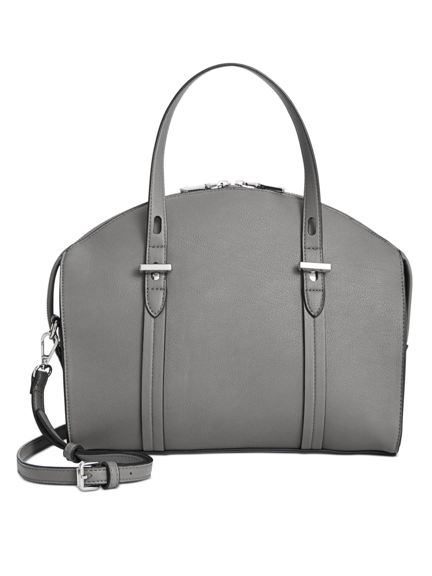 INC Gray Leather Satchel Handbag