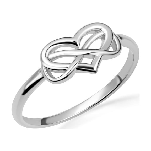 .925 Sterling Silver Infinity Heart Intertwined Love Ring /Ring Size 8