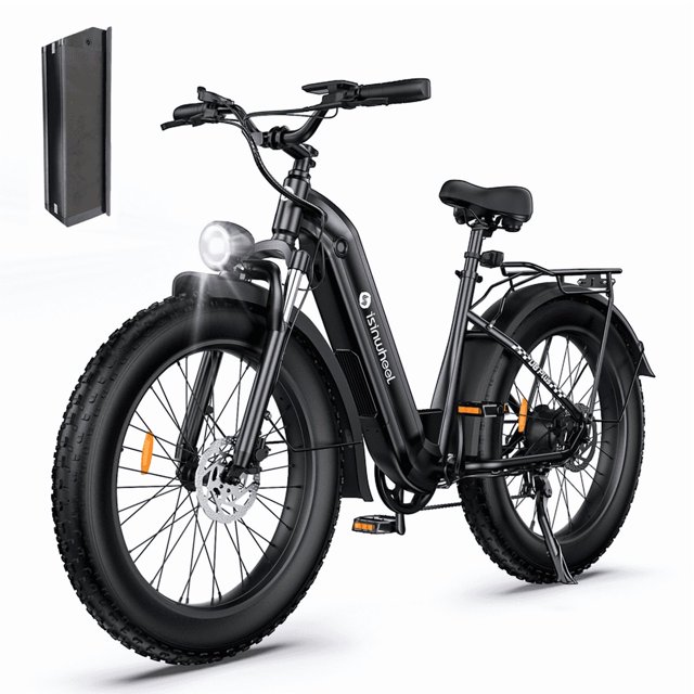 U8Plus Electric Bike, 26x4 Fat Tire Step-Thru Electric Mountain Bike, 45KMH 1500W Peak Motor Ebikes for Adults, 48V 18/13Ah Max 168/120Km PAS Range E Bike, 7 Speed,with Etra Battery