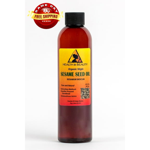 SESAME OIL UNREFINED ORGANIC CARRIER EXPELLER PRESSED VIRGIN RAW PURE 8 OZ