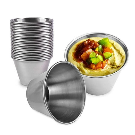 

10PCS Stainless Steel Sauce Cups Individual Round Condiments Bowl Dipping Sauce Kitchen Set