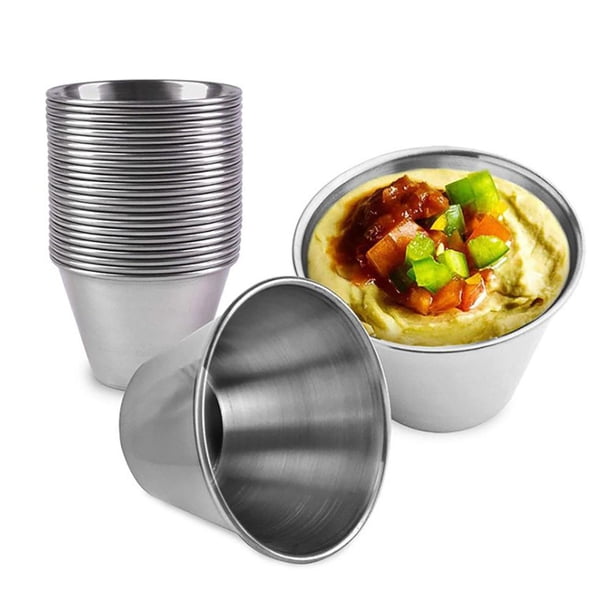 De Tazas De Salsa De Acero Inoxidable, Recipiente Para Condimentos Redondos Individuales, Juego De Cocina Para Salsas 10 Uds. Yuarrent HA045742-02